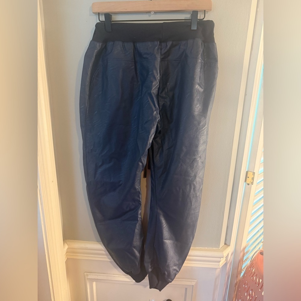 Blue Faux Leather Joggers for Effortless Style and Comfort size Large - Picture 10 of 12